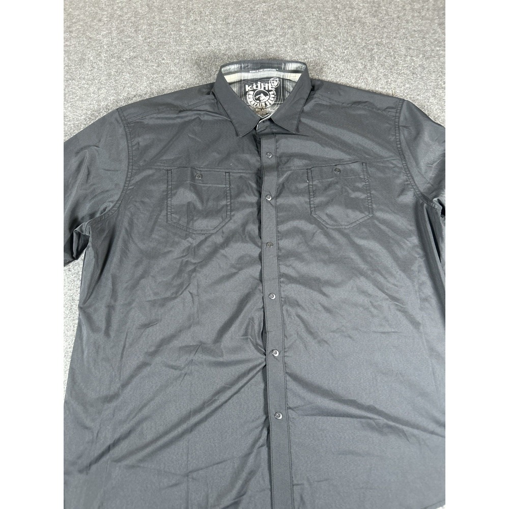 Kuhl Men's Short Sleeve Button Up - Snap Buttons Dark Grey Lightweight Size XXL
